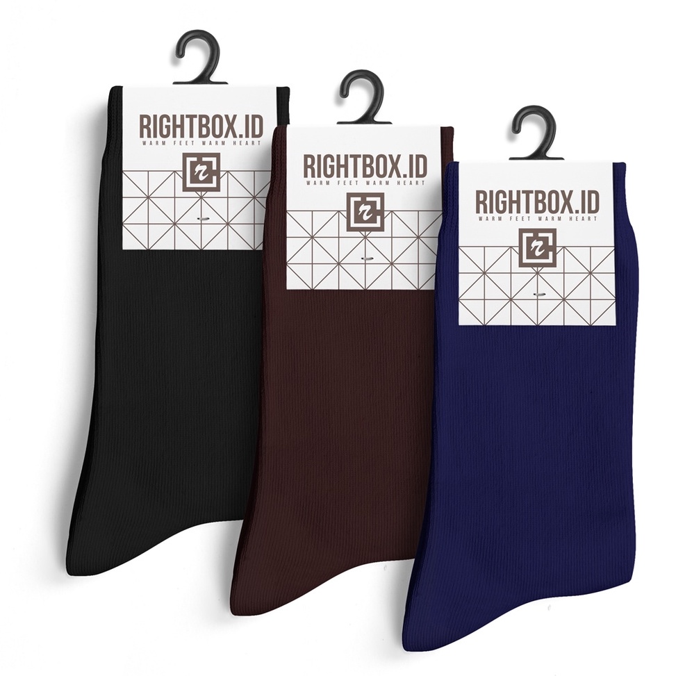 ➴ Rightbox ID, Kaos kaki pria, hitam polos, panjang sebetis, size dewasa jam9f