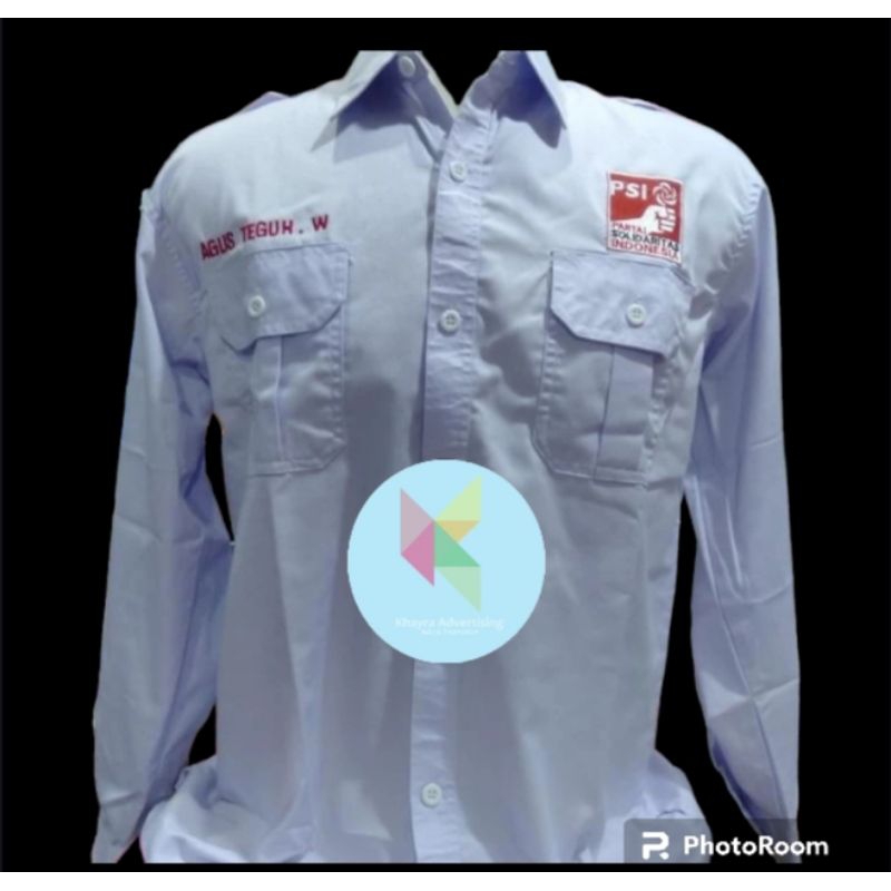 kemeja Partai Psi seragam partai Psi baju partai Psi putih lengan Panjang