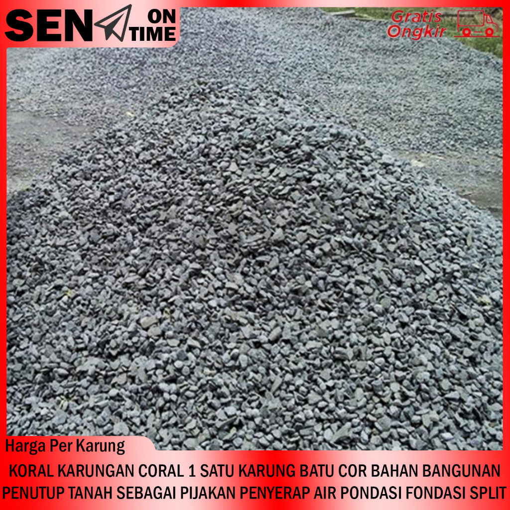 [Kargo] Coral 1 Satu Karung Bahan Bangunan Penutup Tanah Koral Karungan Batu Cor Kerikil Krikil Pija
