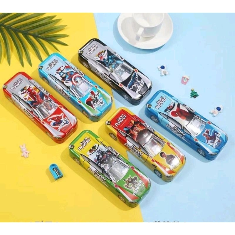 

tempat/kotak/tepak pensil kaleng/seng mobil + mobil kecil hero B693/TY552