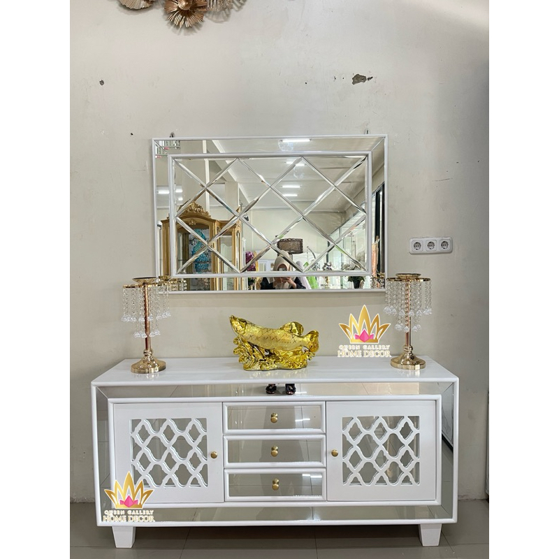 buffet lis kaca+kaca bavel full kaca