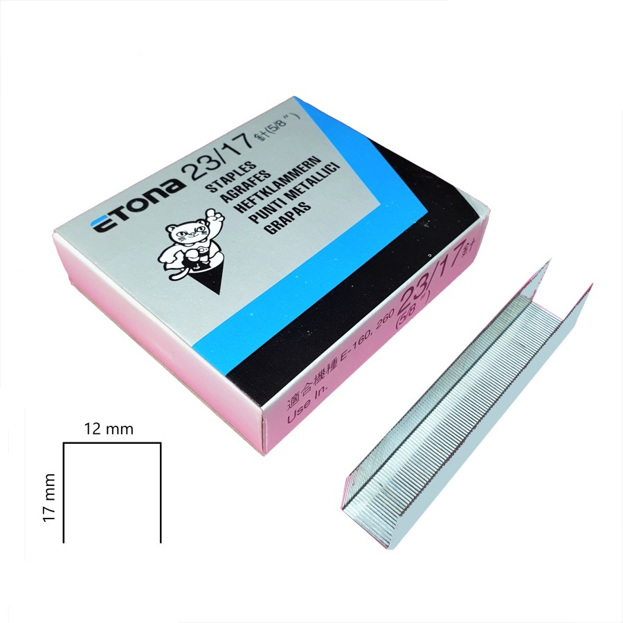 

Isi Staples Refill Etona Besar 5/8" 23/17 Isian Ulang Stapler Jilid Menjilid Buku Makalah Bendel Hekter Stepler Steples l Anti Karat Besi Kuat Tebal Ujung Runcing Sealed Kertas Kardus Perekat Besi Bagus Premium Jepretan Jepret Murah Shopping Arena Malang