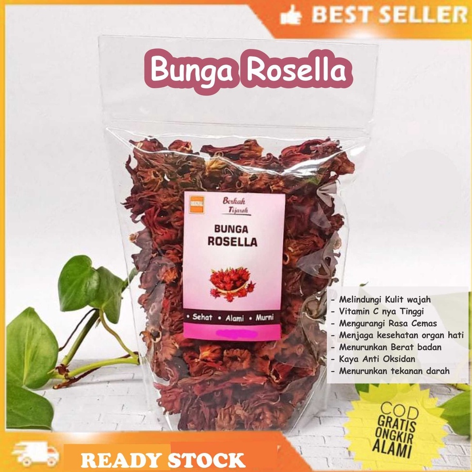 

[ΩU63➤] 100 gr BUNGA ROSELLA MERAH KERING [292]