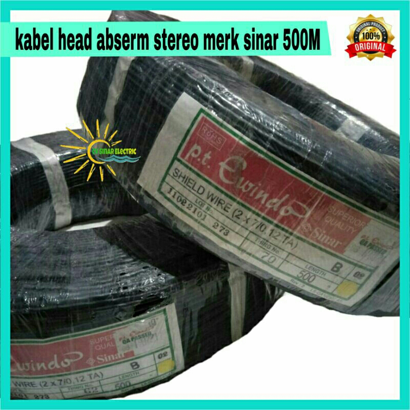 kabel head abserm stereo merk sinar ewindo 500 meter