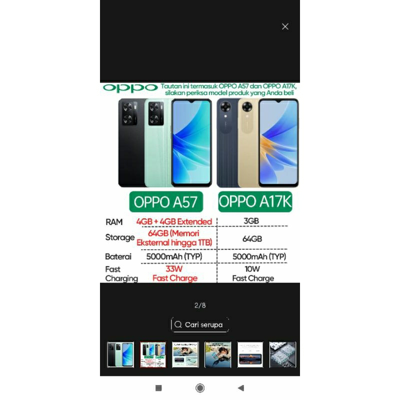 OPPO A57 4/64GB RAM 4GB+4GB Extended ROM 64GB 33W SUPERVOOC Garansi Resmi hp Oppo a57 terbaru 2023