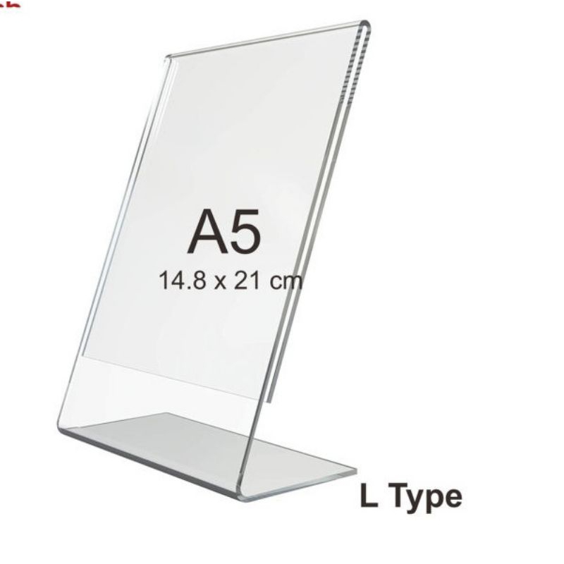 

akrilik bening display tempat brosur potrait model L a5 uk 21x15cm tebal 2mm
