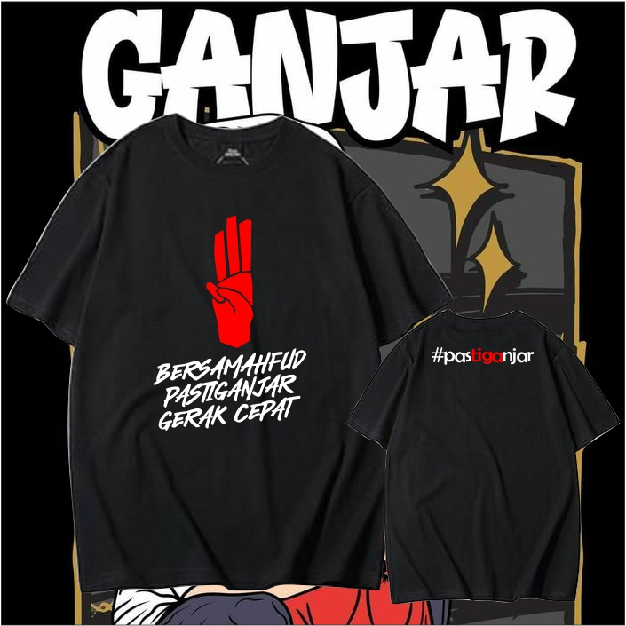kaos baju ganjar mahfud - kaos tiga jari ganjar mahfud - kaos capre ganjar mahfud