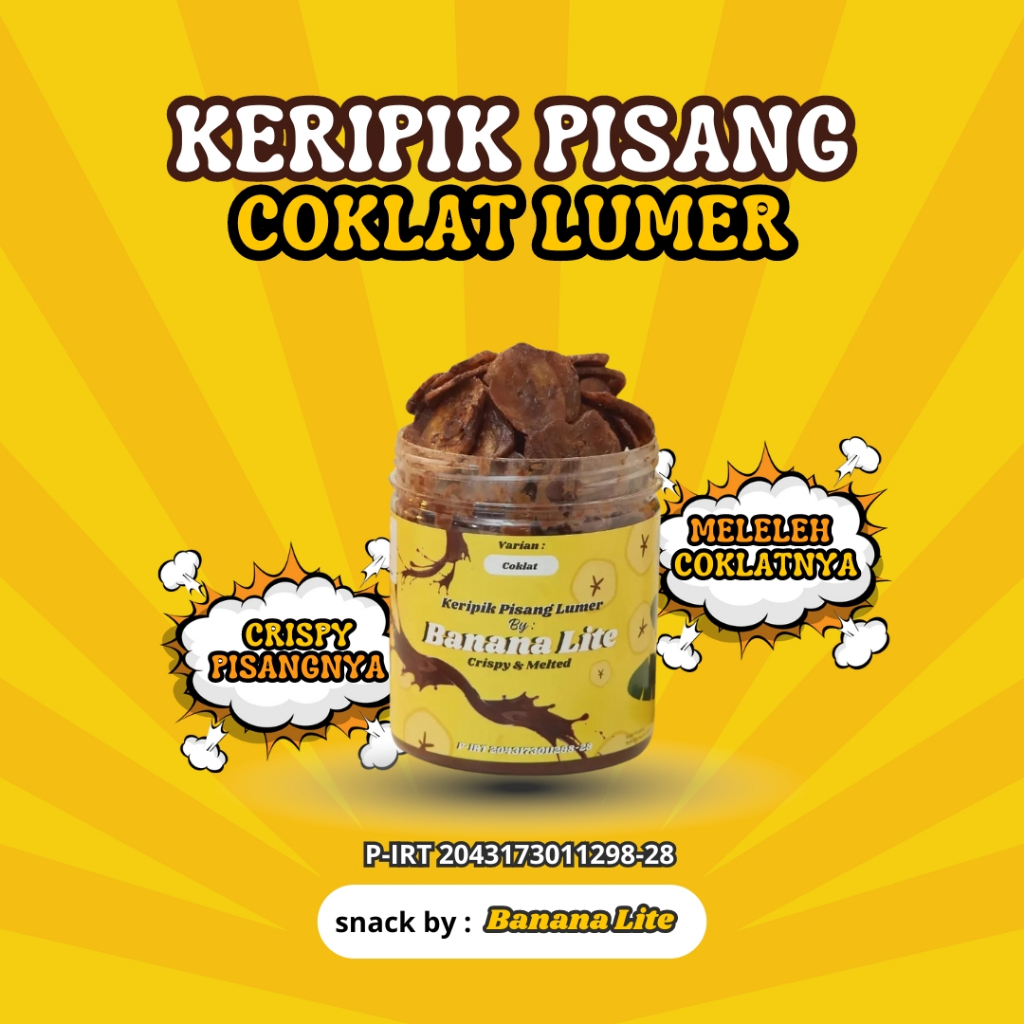 

Banana Lite varian Coklat 250 gram | Keripik Pisang Coklat Lumer Snack Cemilan Viral Bananachips