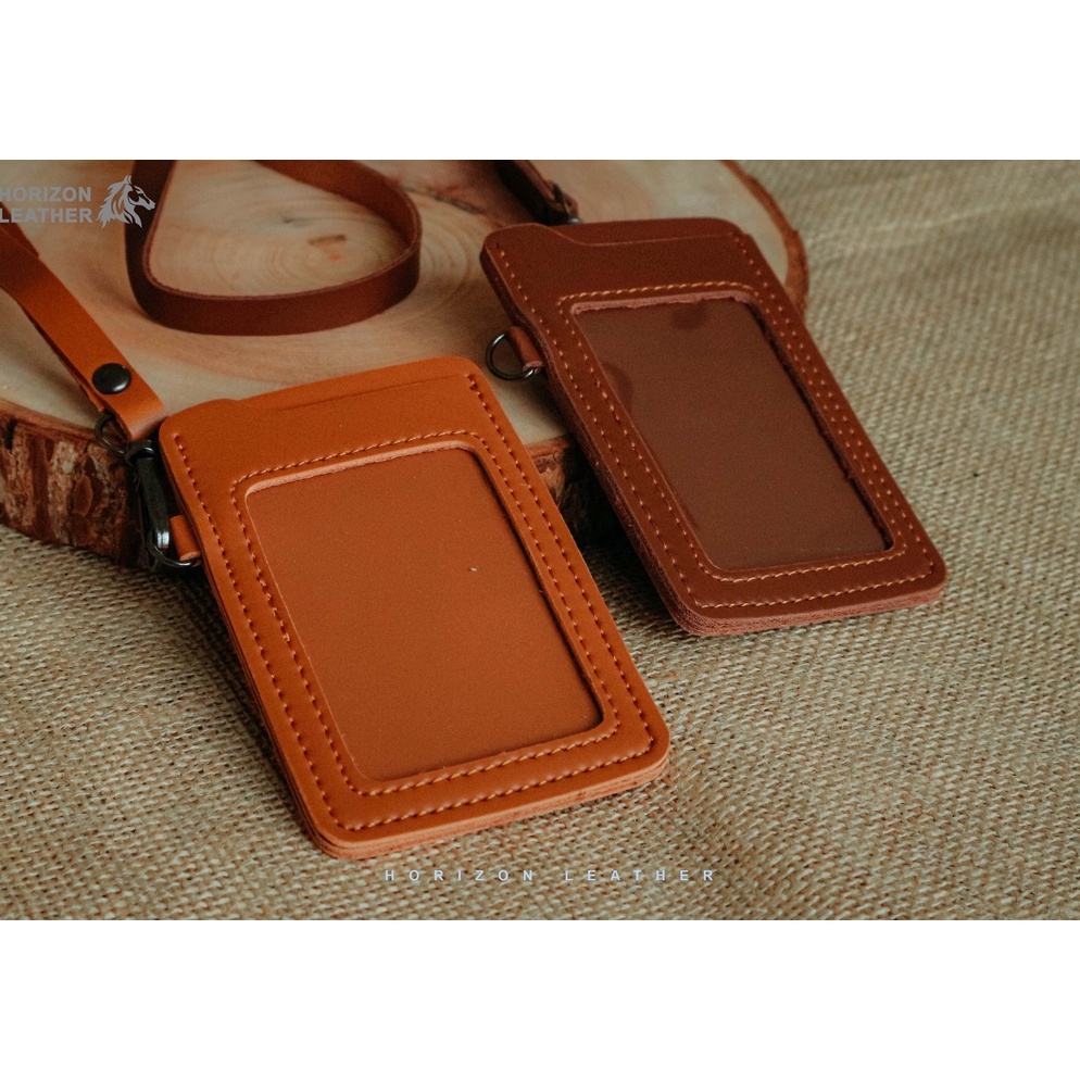 

[☽P81>] Name Tag Kulit Id Card holder kulit Lanyard Kulit 2 Slot Shopee Sale