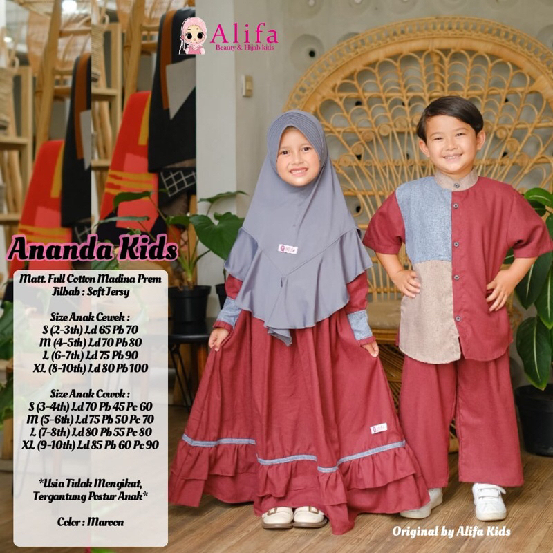 ANANDA COUPLE KIDS (Setelan Koko & Gamis Anak) by Alifa