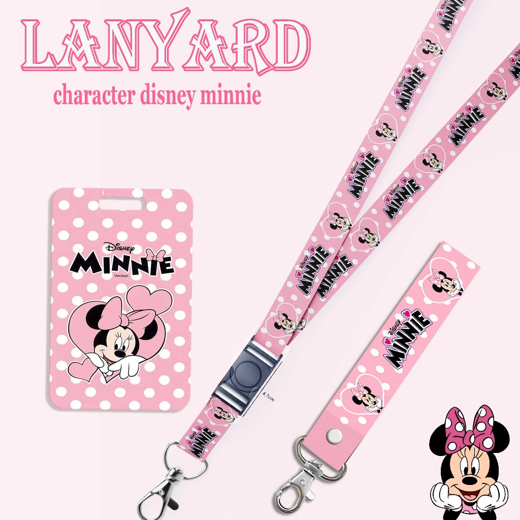 

STRAP LANYARD CARD HOLDER Disney Minnie Gantungan Kunci, Handphone, ID Card