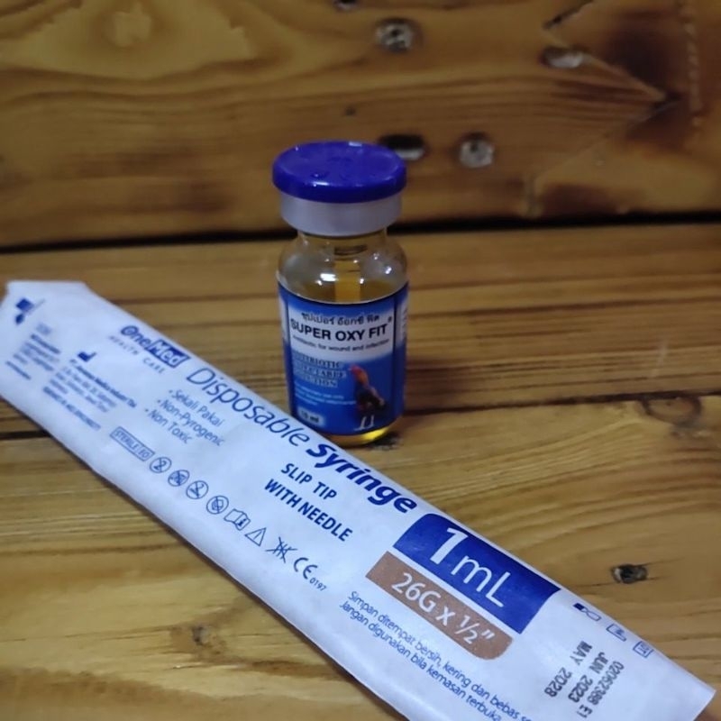 SUPER OXYFIT 10ml+spuitobat inject setelah laga ampuh mengobati infeksi ngorok snot CRD pada ayam