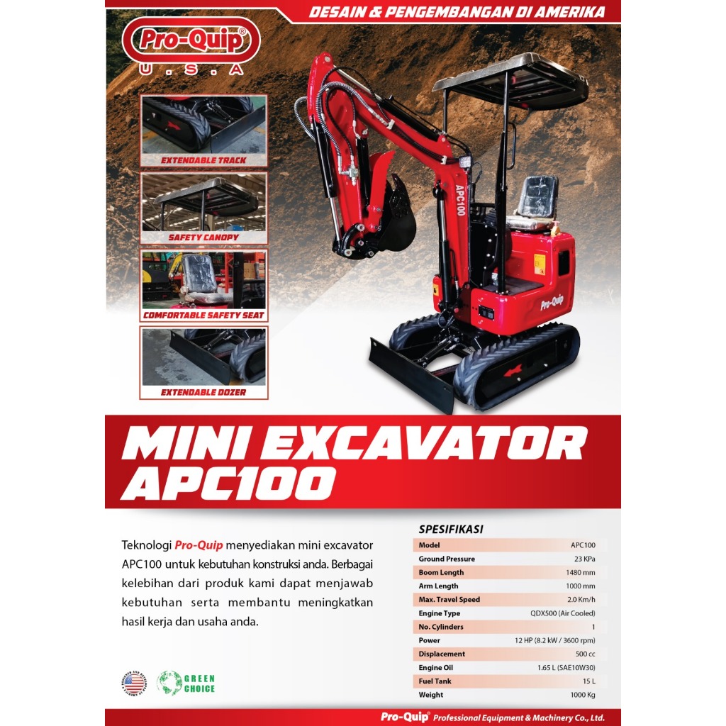 Mesin Excavator MINI PROQUIP APC100 / Alat Berat Keruk Bego Beko MINI Eskavator Exkavator APC 100 PR