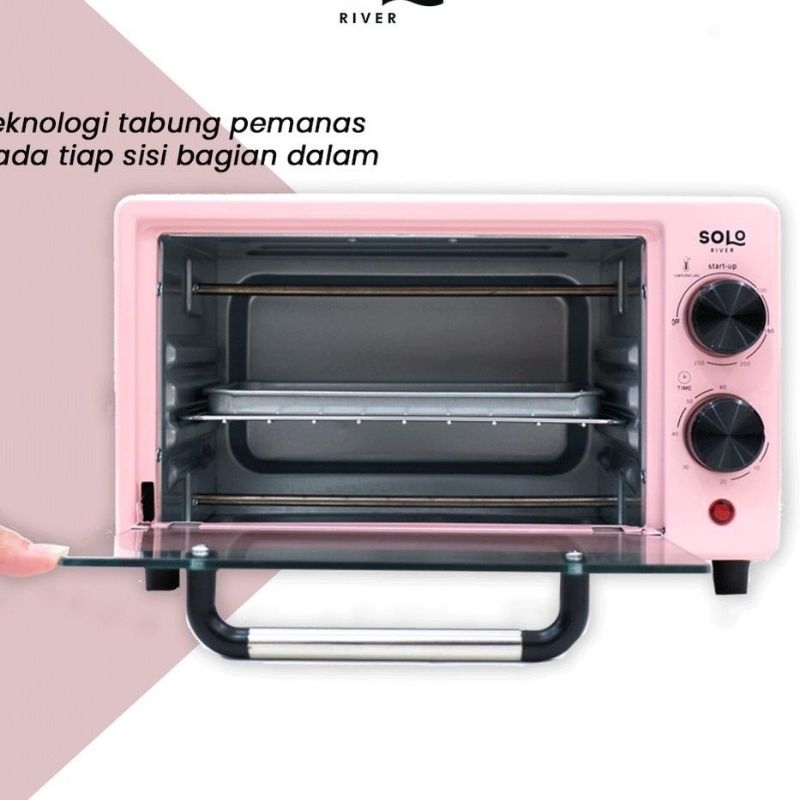 Oven Listrik Solo River warna pink 12L