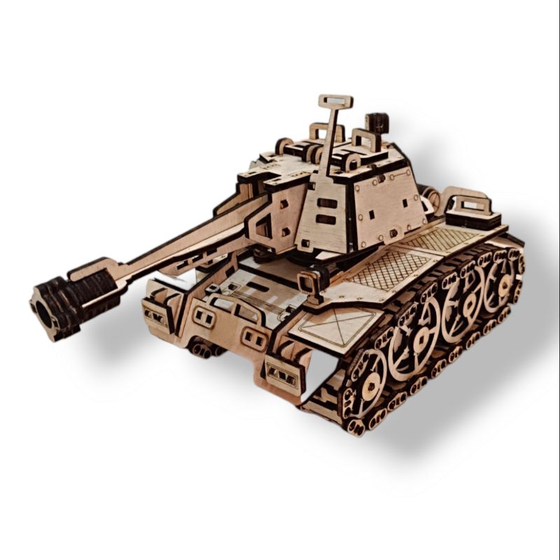 Mainan Anak / Pajangan unik DIY Puzzle Tank lasercut