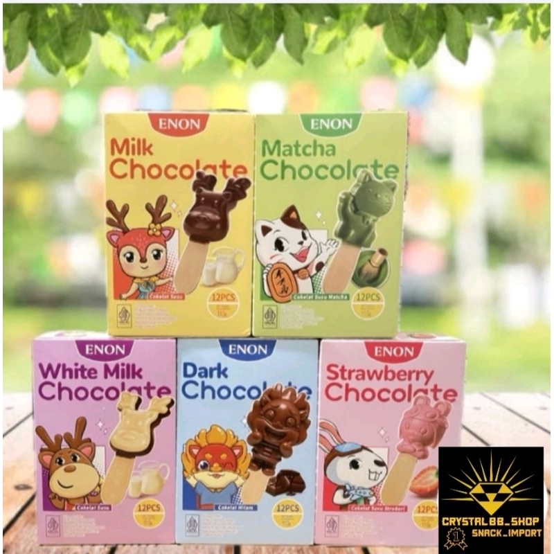 

ENON Animal Chocolate Stuck - Milk Chocolate/Matcha chocolate/Dark chocolate/strawberry chocolate 110g (isi 12pcs)