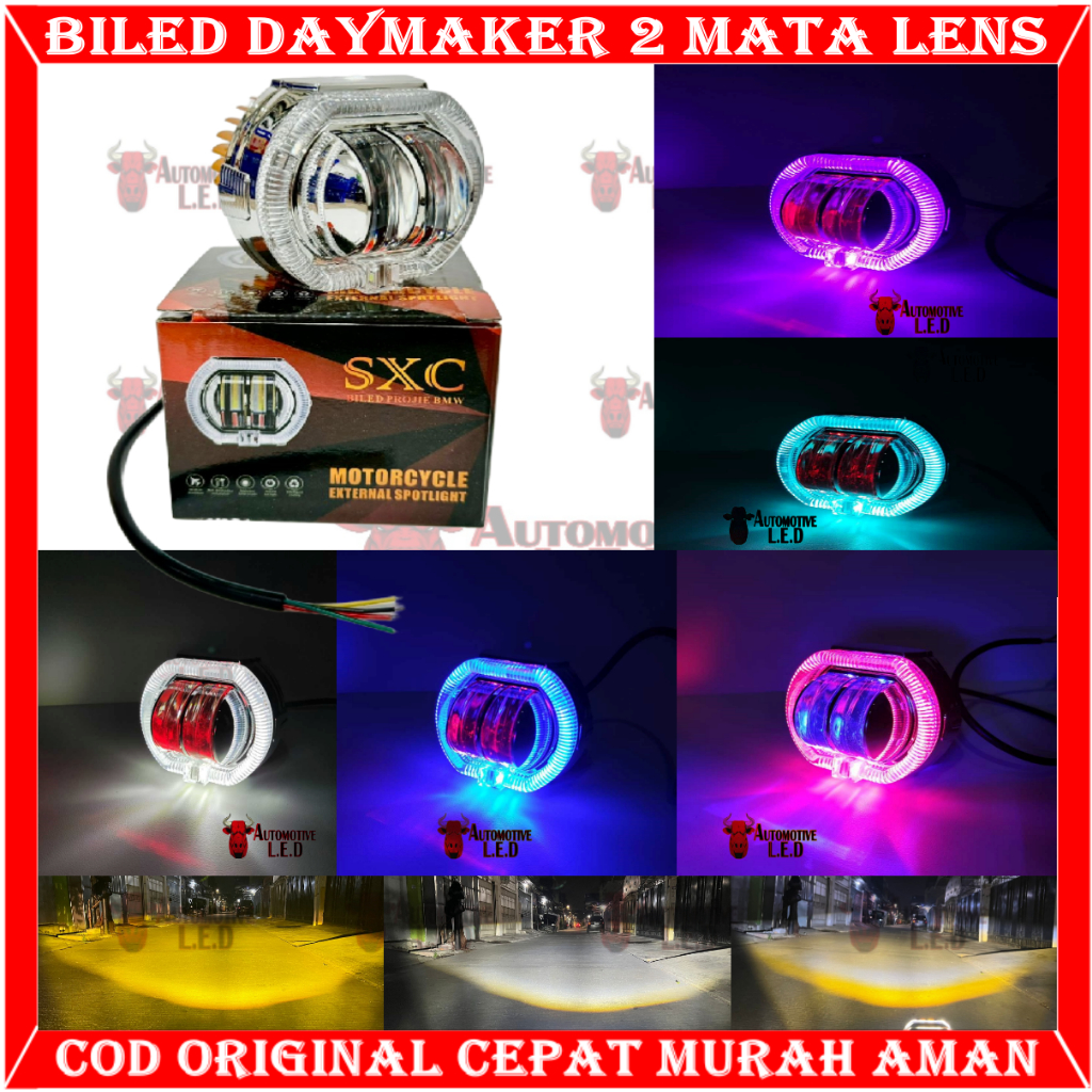 ORIGINAL LAMPU BILED 2 MATA SHROUD BMW 2,5 INCHI DAYMAKER 2 MATA 8D SXC BILED DAYMAKER 2 MATA