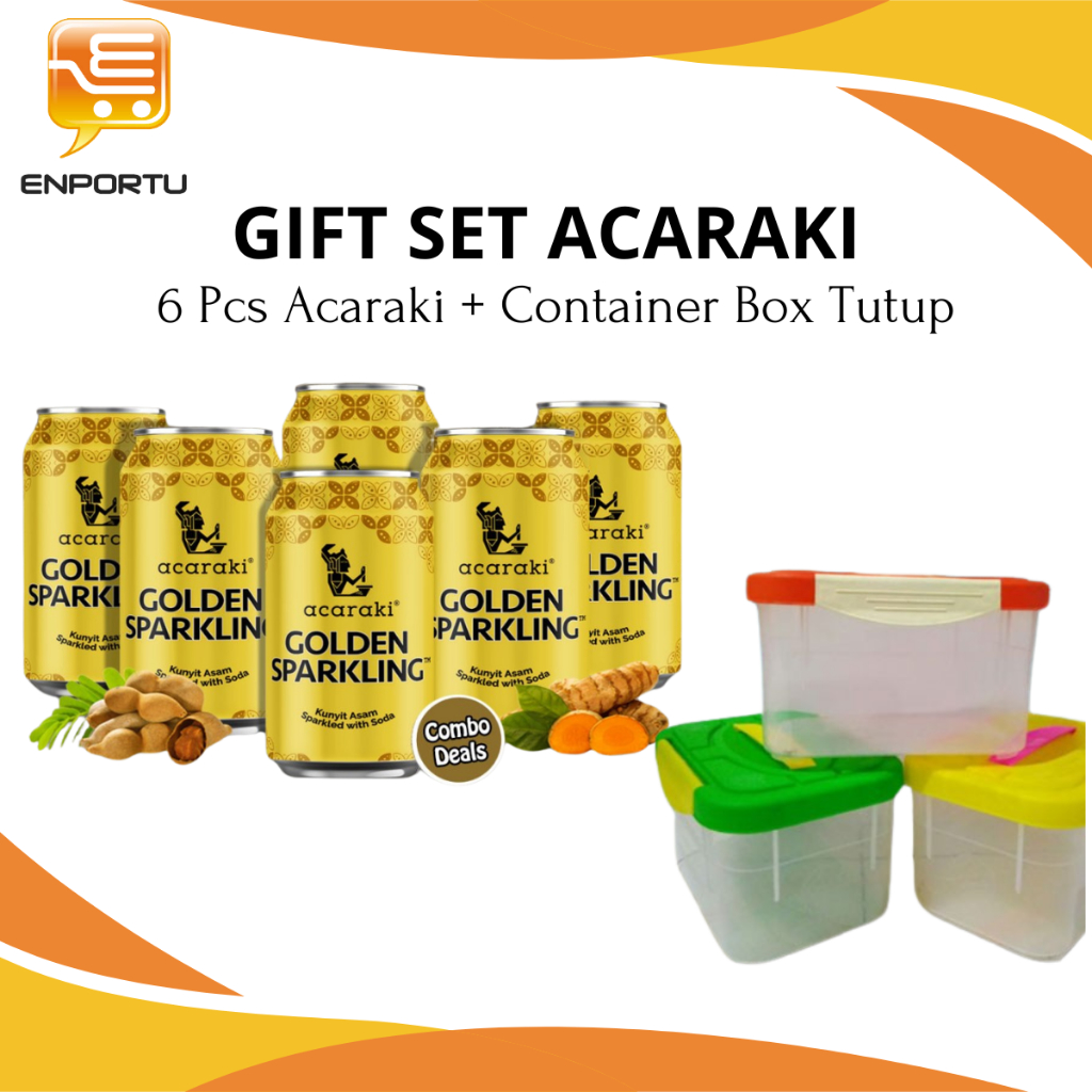

Gift Set 6 Pcs Acaraki Golden Sparkling Kaleng 320M
