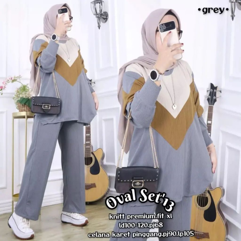 Oval Set Baju Setelan Wanita Jumbo Rajut M L XL XXL 3XL 4XL Yang Lagi Viral Setelan Kerja Kantor Sim