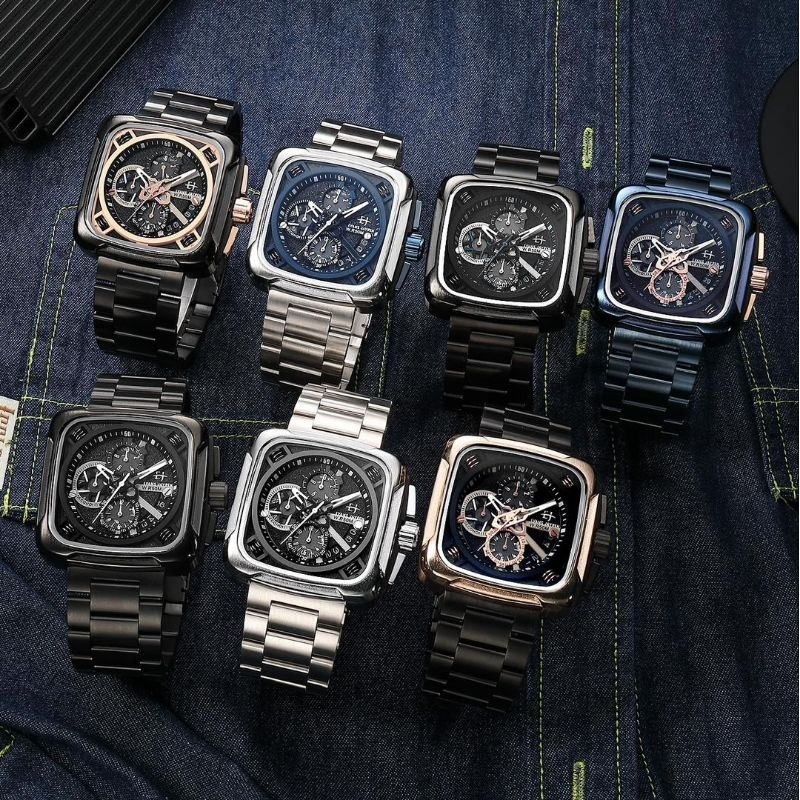 BIG PROMO  JAM TANGAN PRIA EVANS JAYDEN 9555 CRONO AKTIF STRAP RANTAI