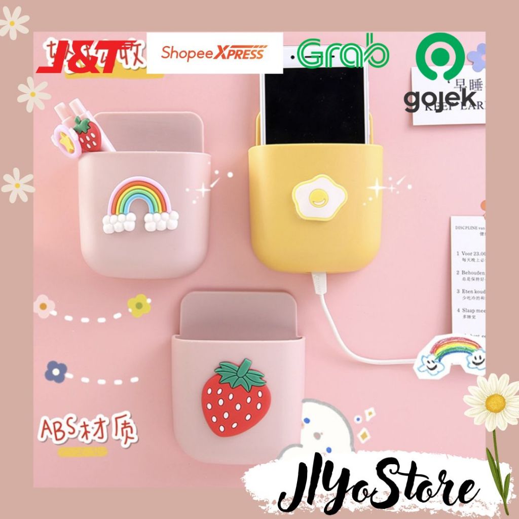 Rak Dinding Gantung Tempel Rumah Serbaguna Wadah HP Remote Tempat Bolpen Pensil Lucu Aesthetic