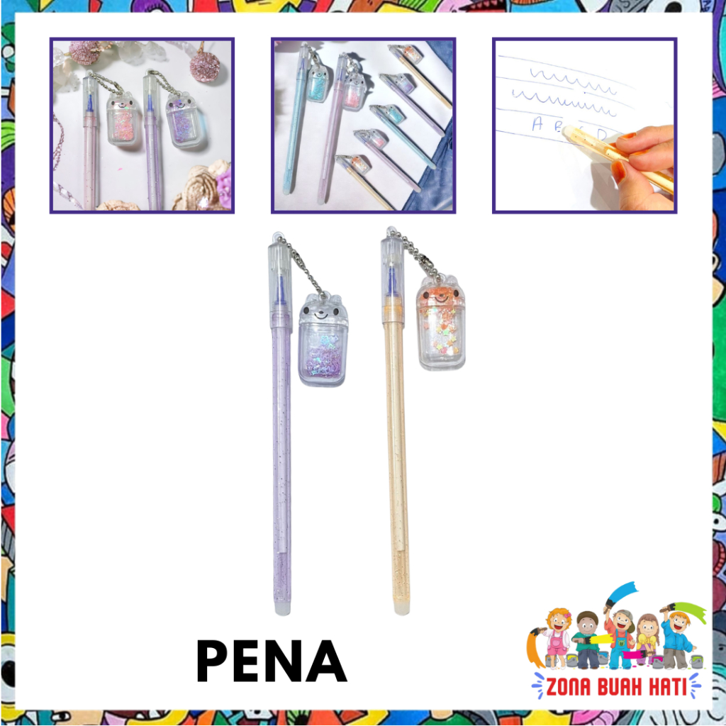 

ZBH Pulpen Gantungan Beruang Inpods Glitter Lucu Imut Pena Gel Karakter Bear Pen Dapat Dihapus Pulpen Gel Karakter 0.5mm Perlengkapan Sekolah Erasable Gel Pen