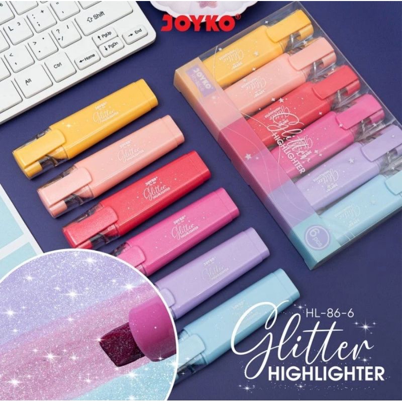 

JOYKO HL86 GLITTER METALLIC HIGHLIGHTER SET PEWARNA PENANDA KILAP KILAU METALIK