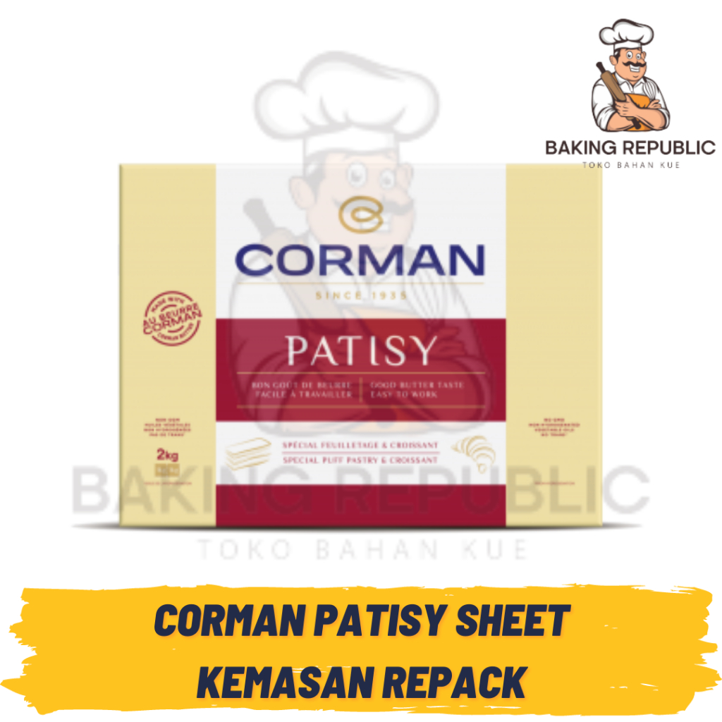 

CORMAN PATISY BUTTER SHEET SPECIAL FOR PASTRY & CROISANT | KEMASAN REPACK | 250 GRAM | 500 GRAM | 1 KG