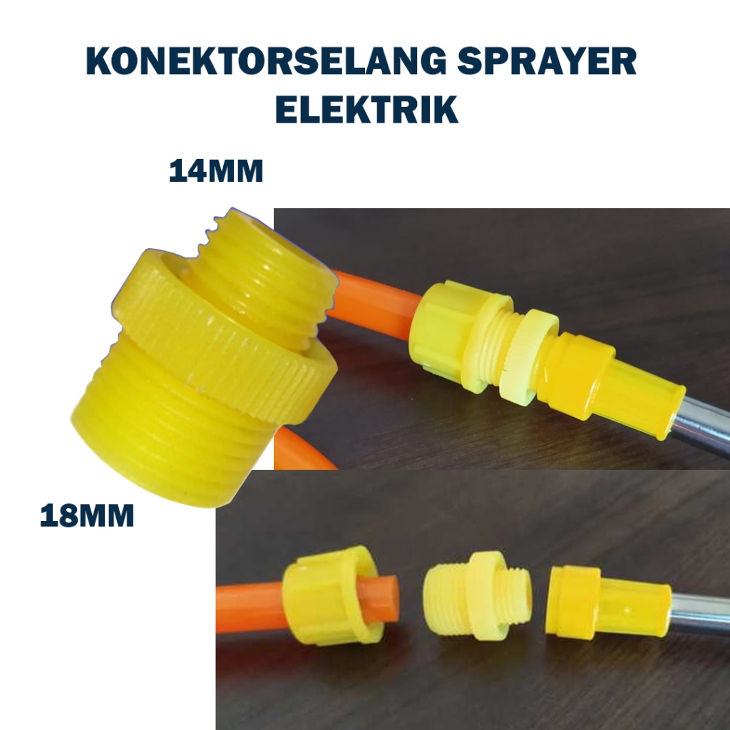 Konektor Selang Prayer Ekektrik Ke Stik Drat Luar 18mm ke Drat Luar 14mm