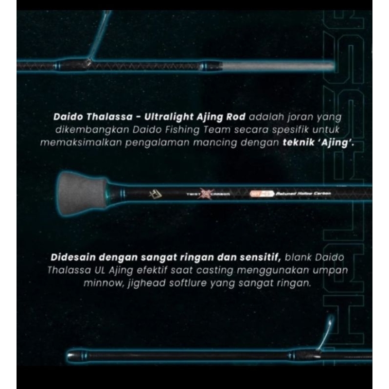 joran pancing daido thalassa ul ultralight 662 atau 732 carbon ringan type 30 T