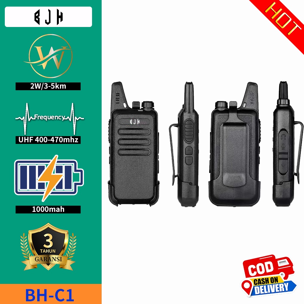 12.12 Promo Brand Sepasang HT BJH - C1 HT UHF Warna Lengkap BH-C1 ORIGINAL isi 2pcs walkie talkie / 