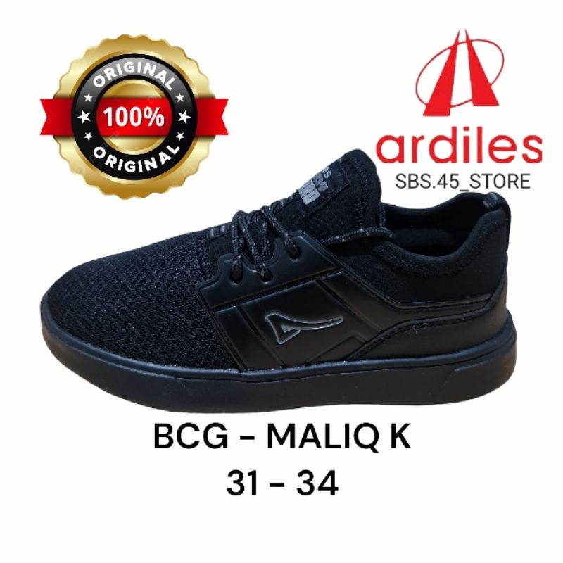 Ardiles (BCG-MALIQ) Sepatu Sekolah/Kasual Hitam Anak Unisex (Cowok&Cewek).