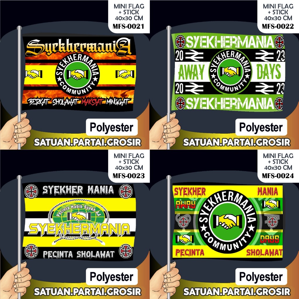 Cetak Bendera Syekhermania Kecil Majelisan FREE Tiang Kode 0021-0024 / Bendera Mini Syekhermania / B