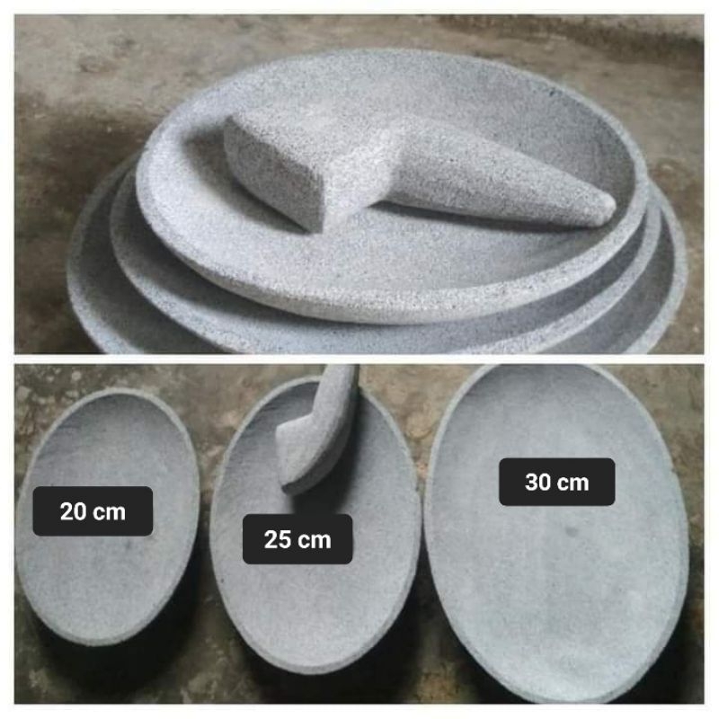 Cobek Batu Asli Bentuk Oval Free Ulekan - Cowek/Lemper Batu Asli