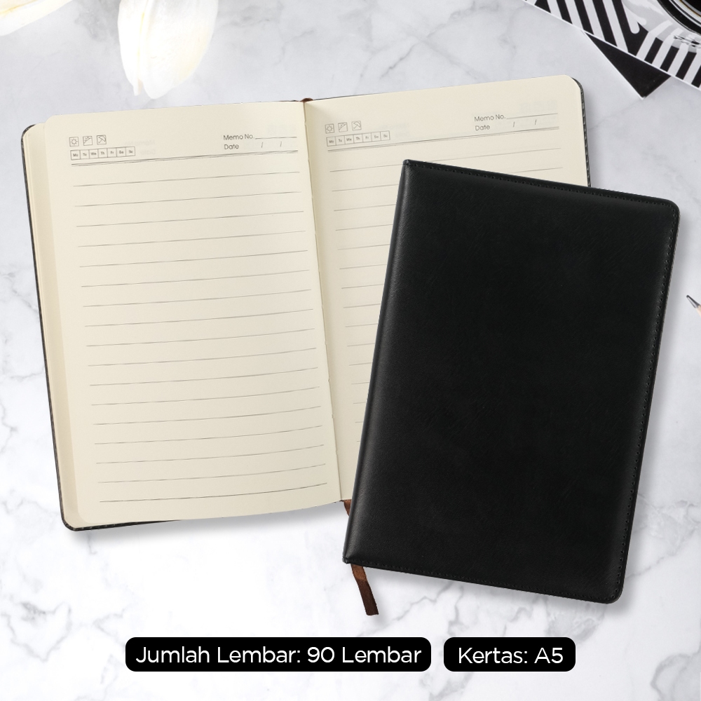 

Buku Catatan Bisnis Cover Kulit Kertas A5 - 1623 - Black