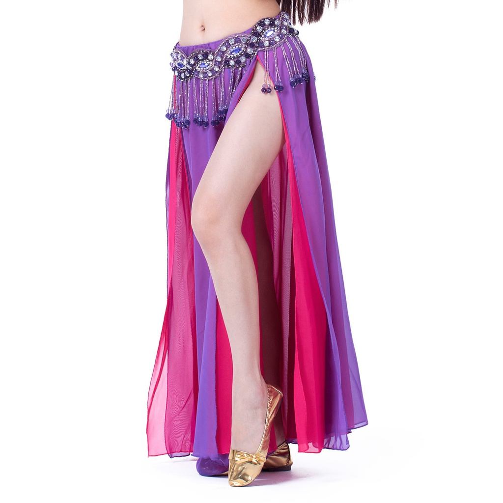 Double Slit Chiffon Dress Belly Dance Sexy Dress Dance dress Belly Dance Stage Performance Show Ski0