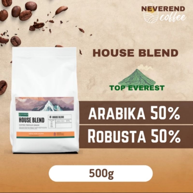 

KOPI HOUSE BLEND ARABIKA ROBISTA 50 50 Premium Top Everest 500gram - Biji Kopi - Bubuk Kopi
