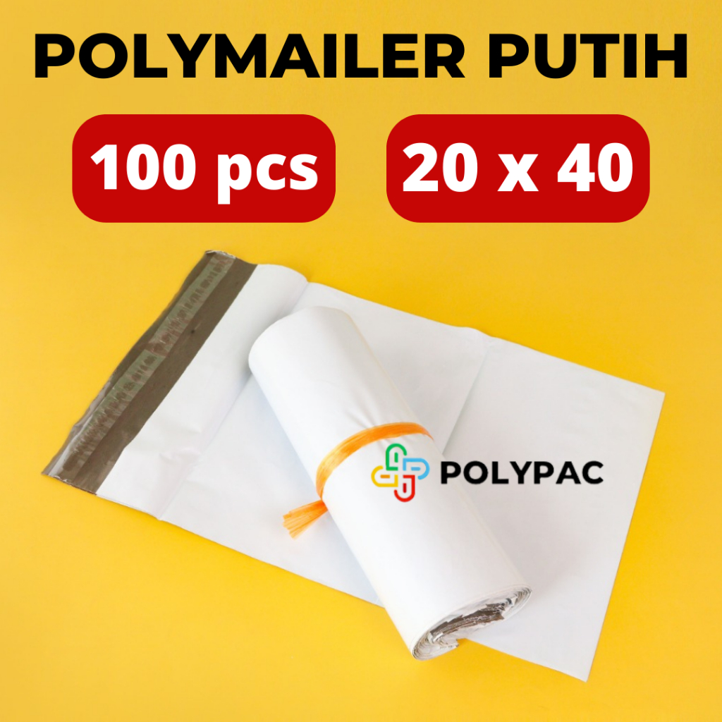 

Polymailer PUTIH [20x40] isi 100 pcs - Polymailer Putih Premium