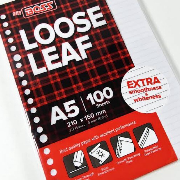 

Ready Stock Loose Leaf / Isi Binder Garis dan Polos A5/B5 - 20ring, 26ring 50/100 Lembar Laris