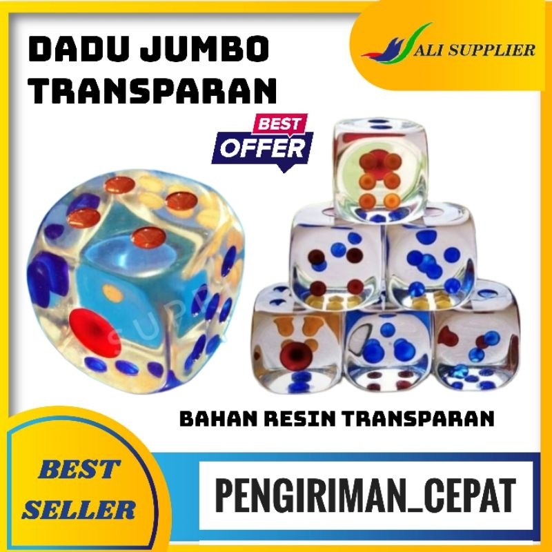 Dadu Jumbo Transparan / Dadu Mainan / Transparent Dice / Toy Dice / Mainan Dadu / Rare Item / Dadu