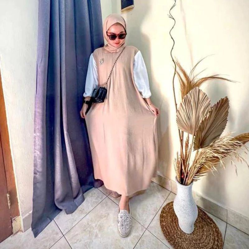 FATHIA DREES/ DRESS GAMIS KOMBINASI CEY CRINKLE PREMIUM