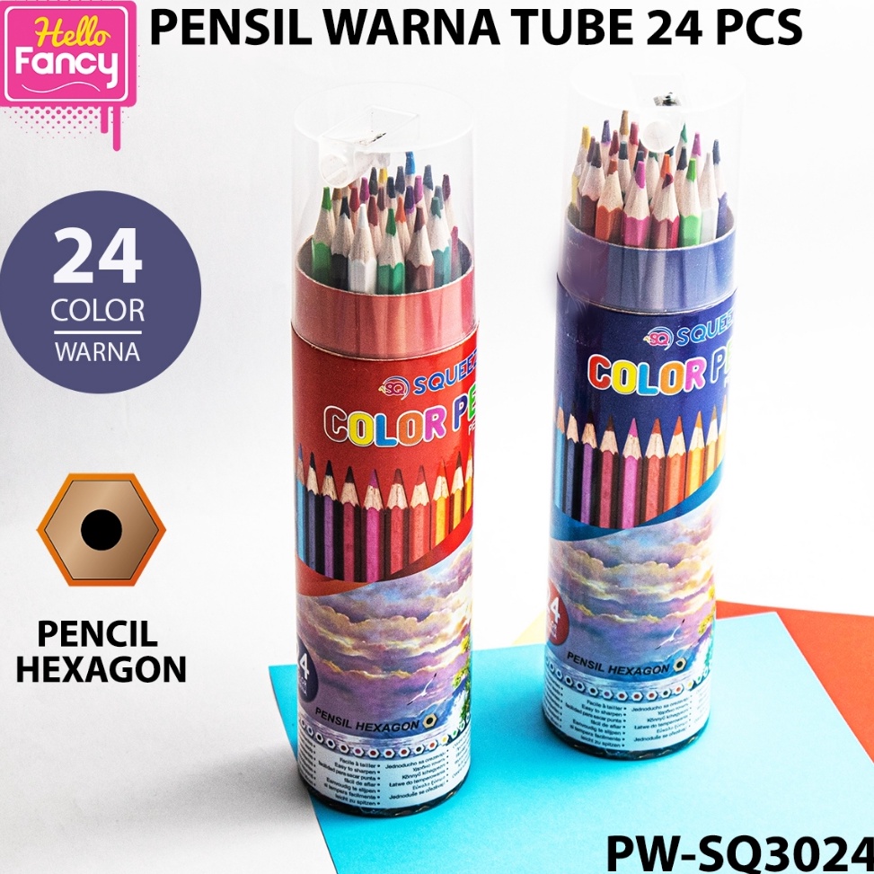 

➘ Pensil Warna Tube Squeezy 1 Set 24 Warna + Serutan / Color Pencil 24 Paling Popular