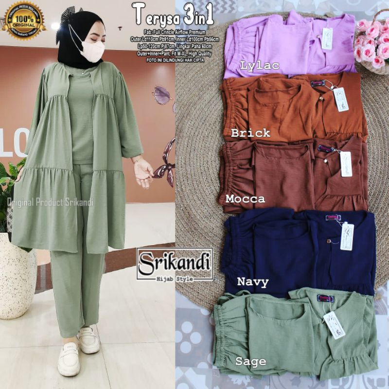 TERYSA SET/ SETELAN TUNIK CELANA POLOS ORI SRIKANDI
