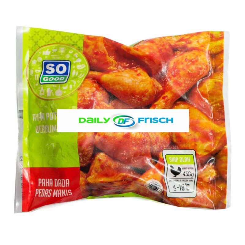 

SO GOOD AYAM POTONG BERBUMBU PAHA DADA PEDAS MANIS 450GR (TT)