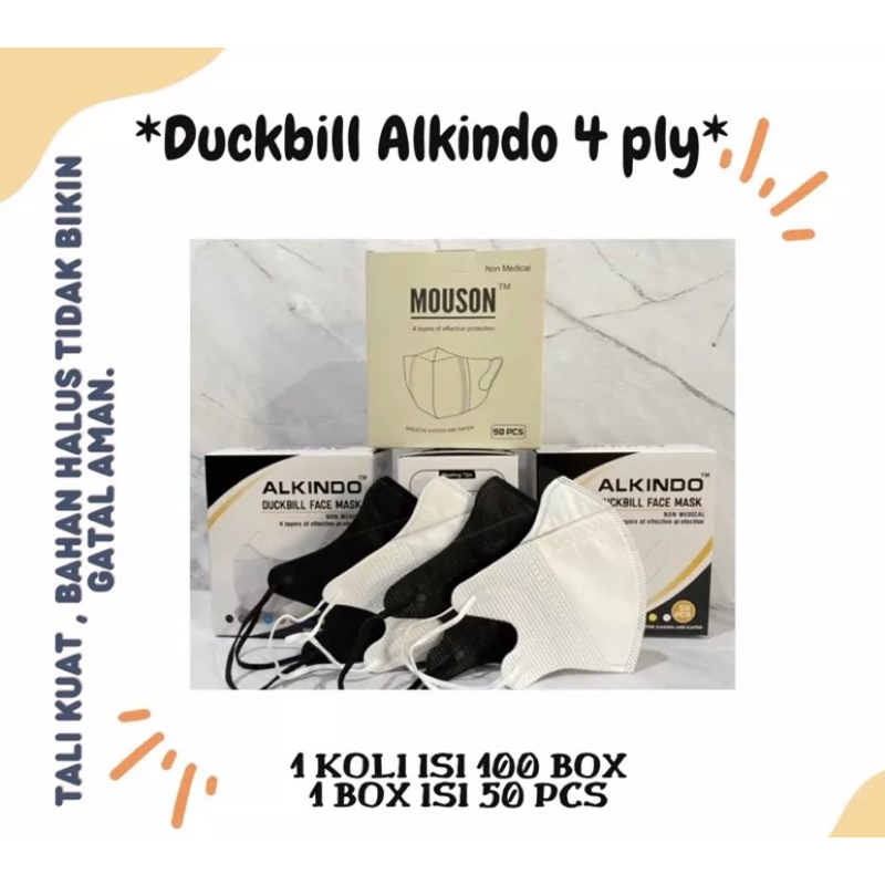 MASKER DUKCBIL ALKINDO GARIS SENSI 4PLY 3D KEMENKES MURAH