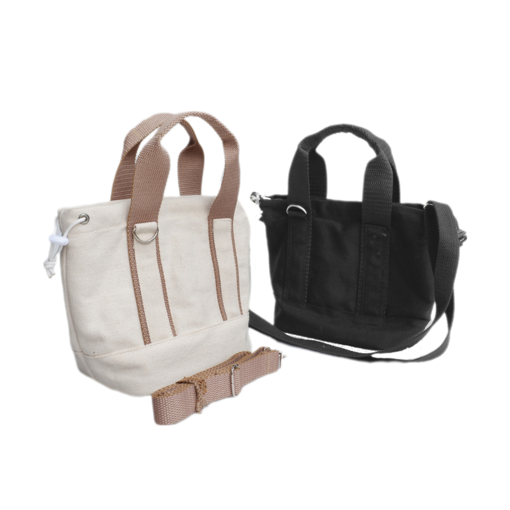 WMNS - Tas Selempang Kanvas Magnet Sling Bag Kanvas Tas Jinjing Serut Wanita Palmeira