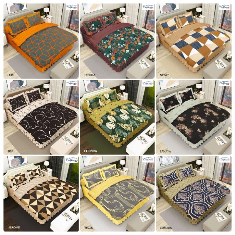 SEPRAI / SPREI RUMBAI 180x200 CALIFORNIA / SEPREI CALIFORNIA RUMBAI 180x200 / RUMBAY / RIMPEL /