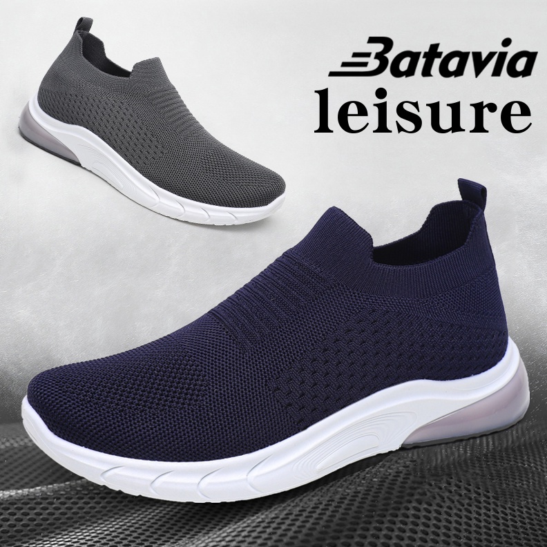 ✨BIG SALE✨ Batavia GROSIR sepatu kanvas pria rajut sepatu pria sepatu tanpa tali hitam Sepatu Pria S