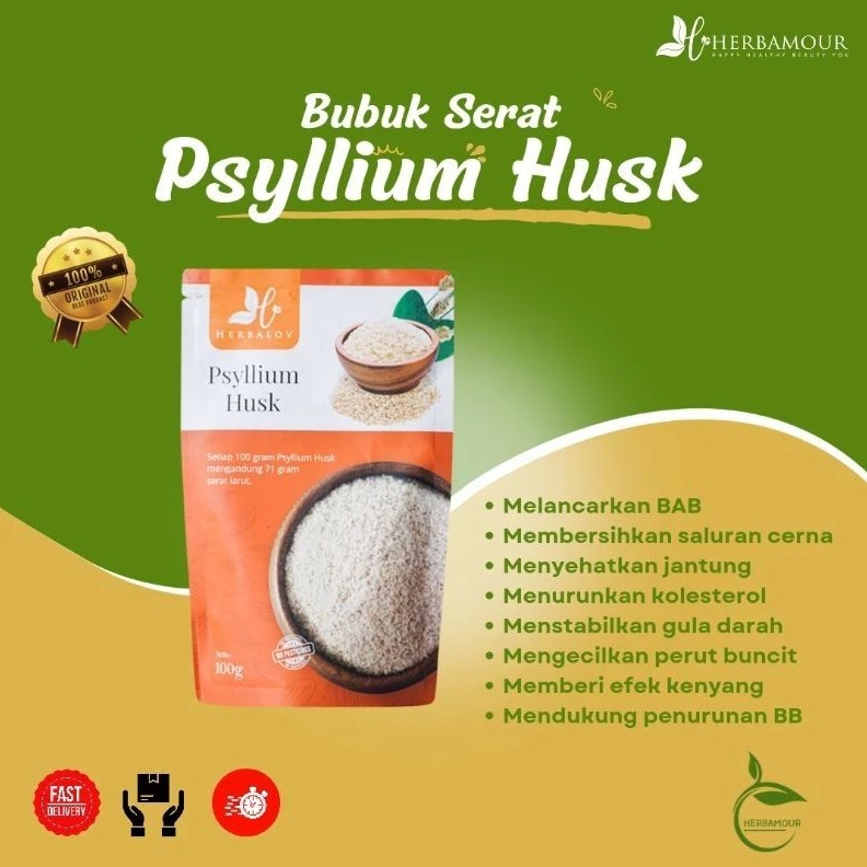 

✨Terbaru✨ PSYLLIUM HUSK SENA HERBALOV TINGGI SERAT ALAMI PEMBERSIH USUS 100GR murah