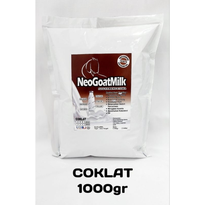 

Susu Kambing Etawa NeoGoatMilk kemasan 1000gr varian Coklat